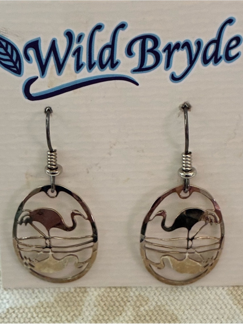 New Wild Bryde Flamingo Earrings Silver Rhodium Plating Wire Vintage